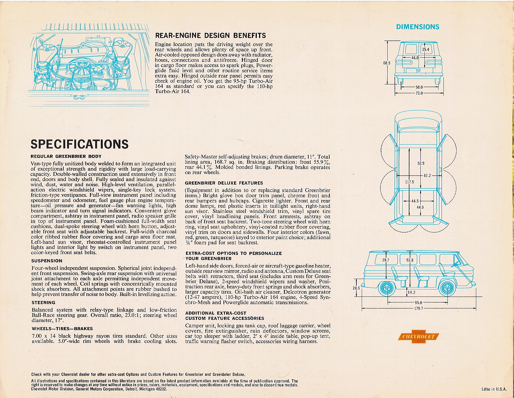 1965 Chevrolet Corvair Greenbrier Truck Brochure Page 4